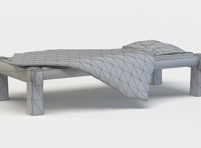 Bed wooden with blanket