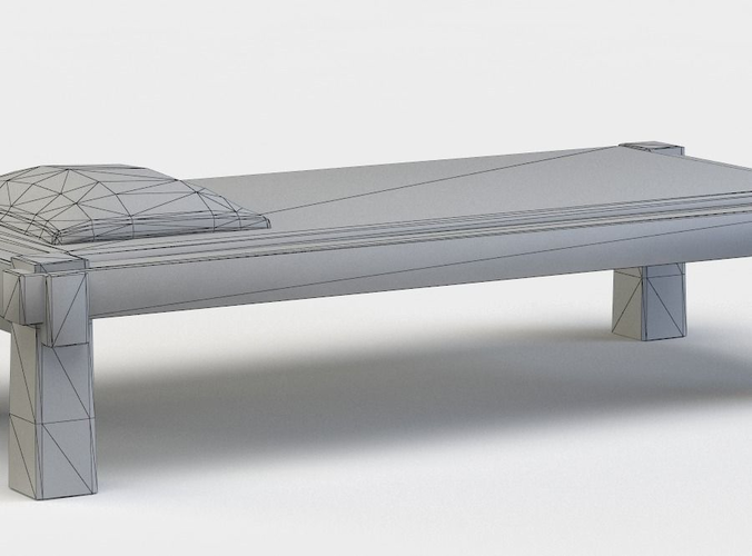 Bed wooden with pillow on top