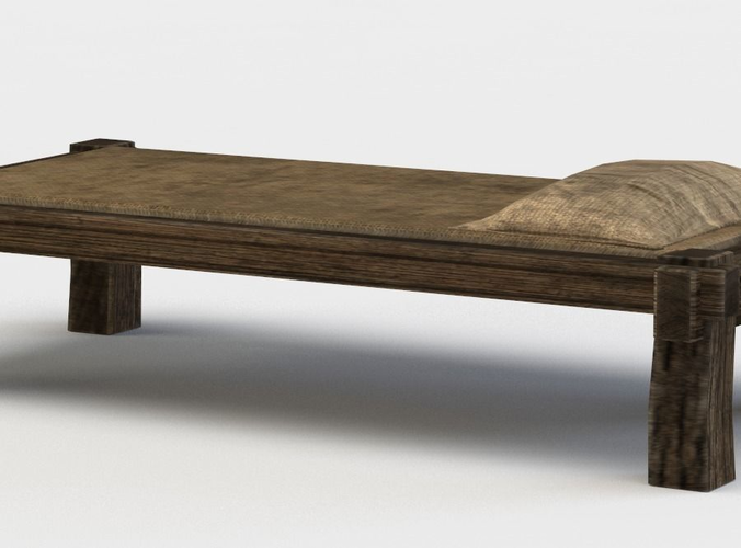 Bed wooden with pillow on top