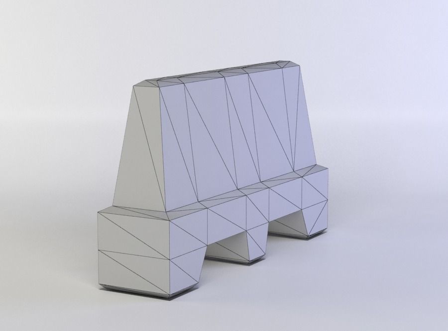 Masonry barrier Low-poly 3D model_4