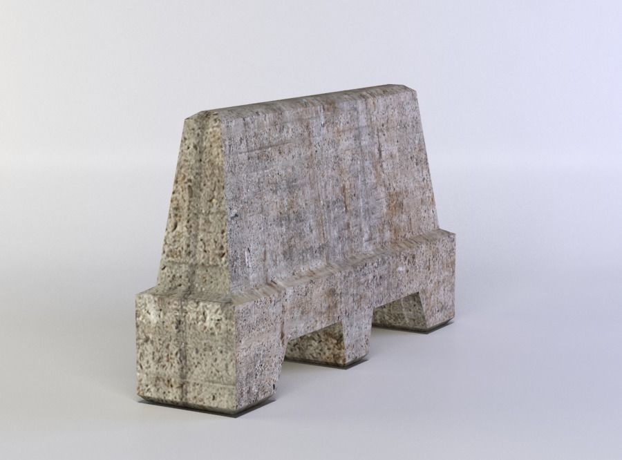 Masonry barrier Low-poly 3D model_1