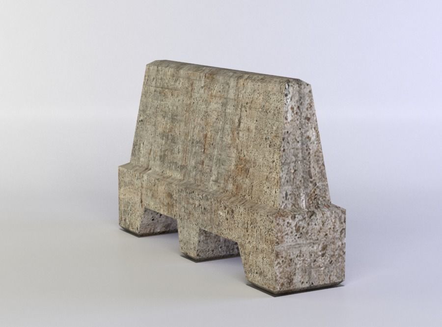 Masonry barrier Low-poly 3D model_2