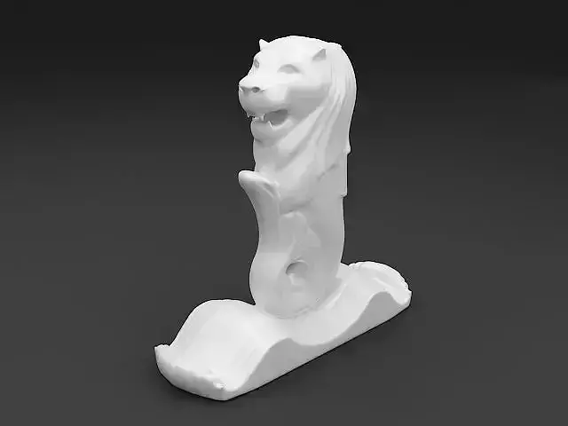 Merlion 3D model golden statue of lion 3D print model