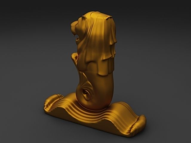 Merlion 3D model golden statue of lion 3D print model_3
