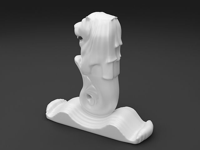 Merlion 3D model golden statue of lion 3D print model_1