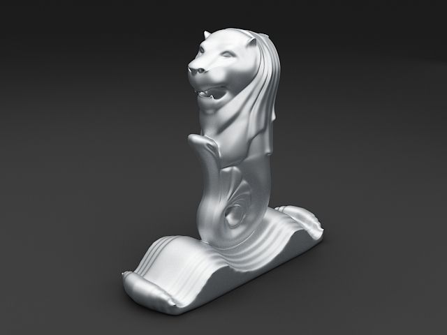 Merlion 3D model golden statue of lion 3D print model_5