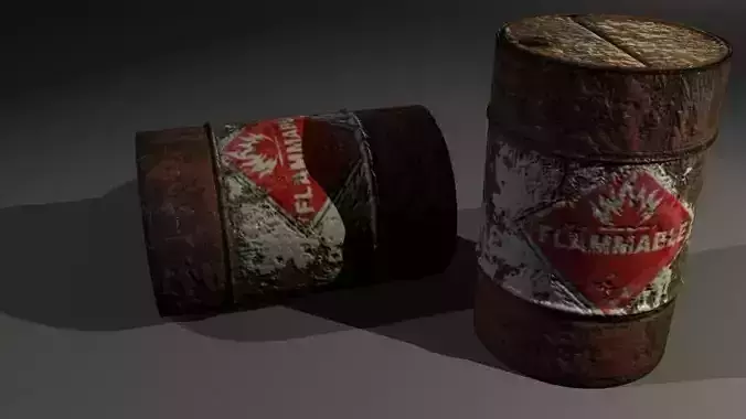Rusted Metal Drum Low-poly 3D model