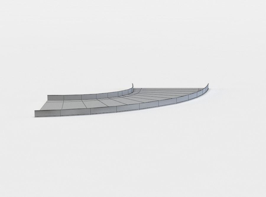 Road curve right Low-poly 3D model_3