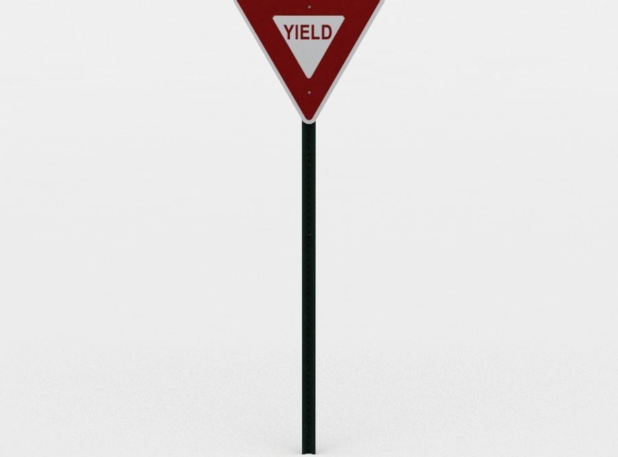 Yield sign Low-poly 3D model