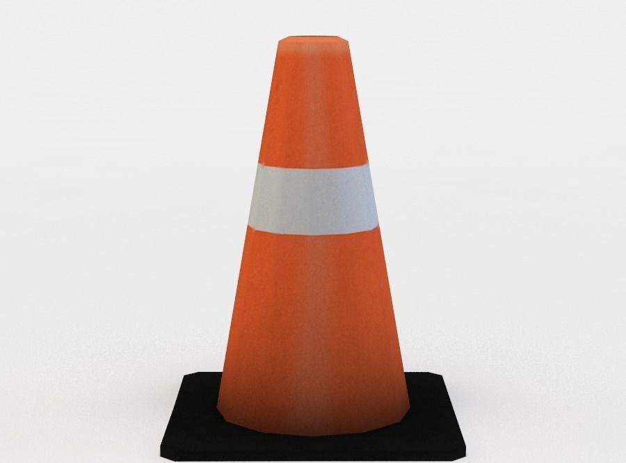 Road cone Low-poly 3D model_0