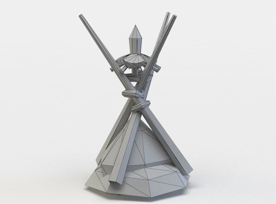 Wooden small tower Low-poly 3D model_4