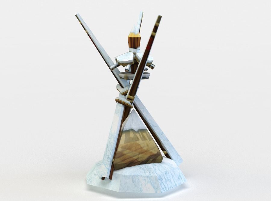 Wooden small tower Low-poly 3D model_2