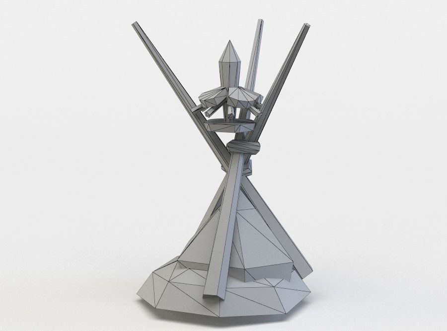 Wooden small tower Low-poly 3D model_3