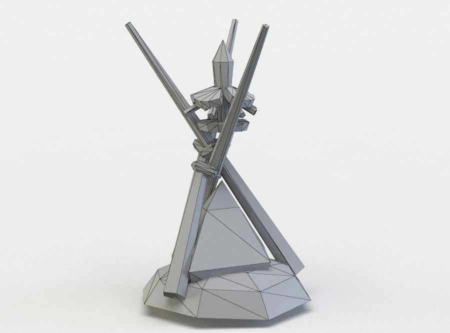 Wooden small tower Low-poly 3D model_5