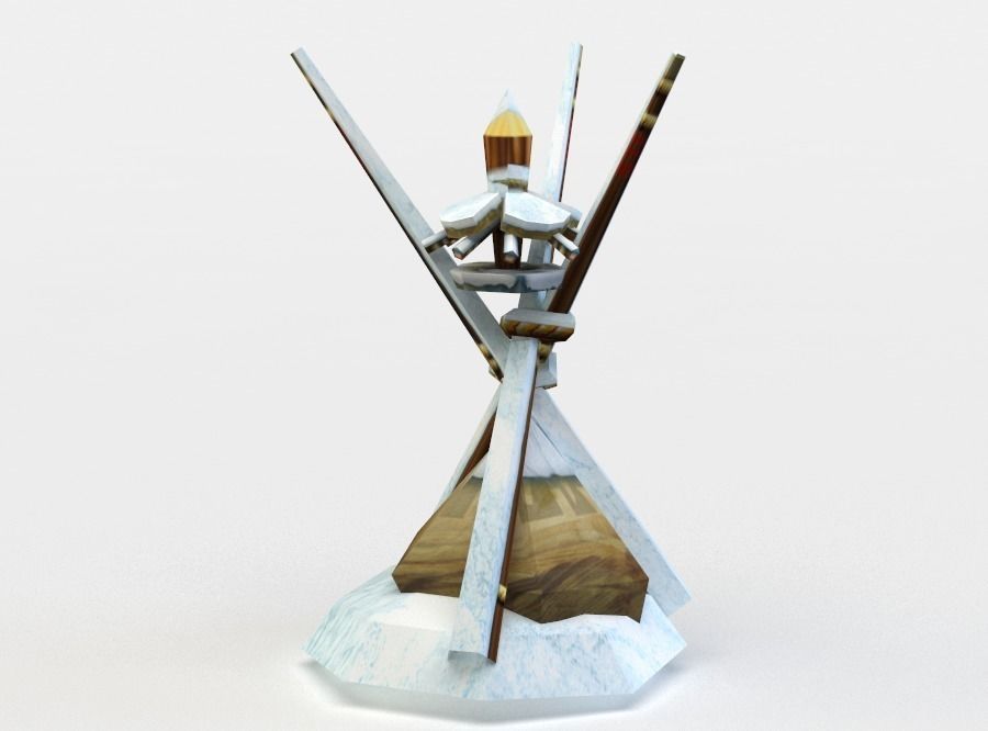 Wooden small tower Low-poly 3D model_0