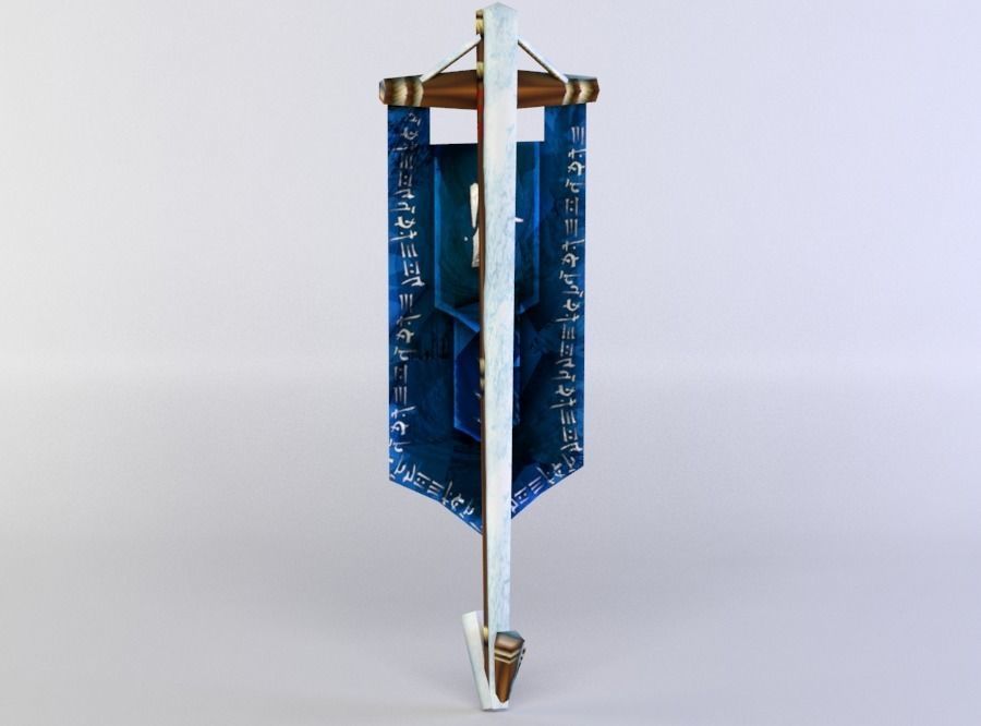 Blue flag Low-poly 3D model