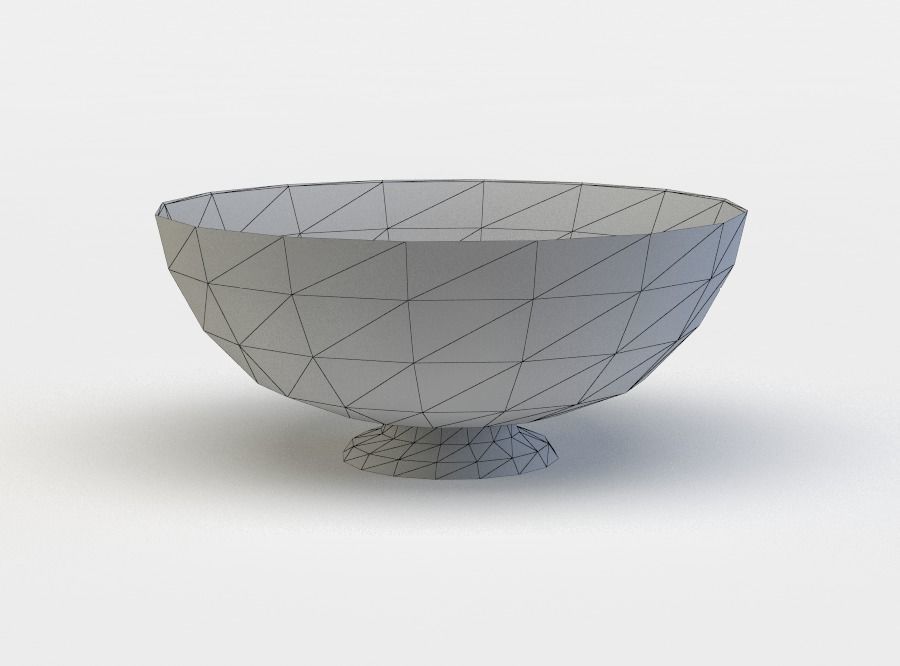 Pottery bowl Low-poly 3D model_4