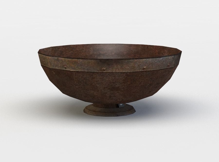 Pottery bowl Low-poly 3D model_1