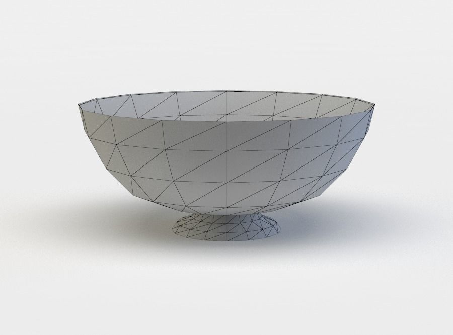 Pottery bowl Low-poly 3D model_3