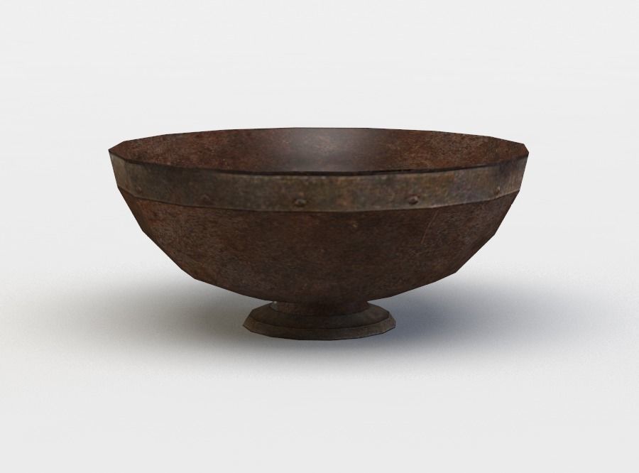 Pottery bowl Low-poly 3D model_2