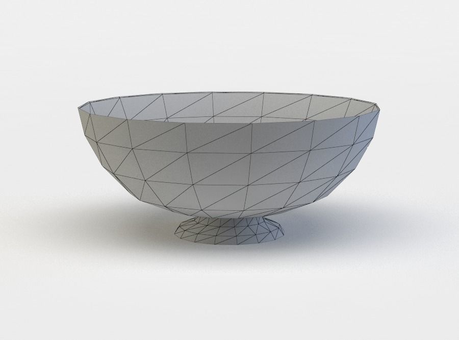 Pottery bowl Low-poly 3D model_5