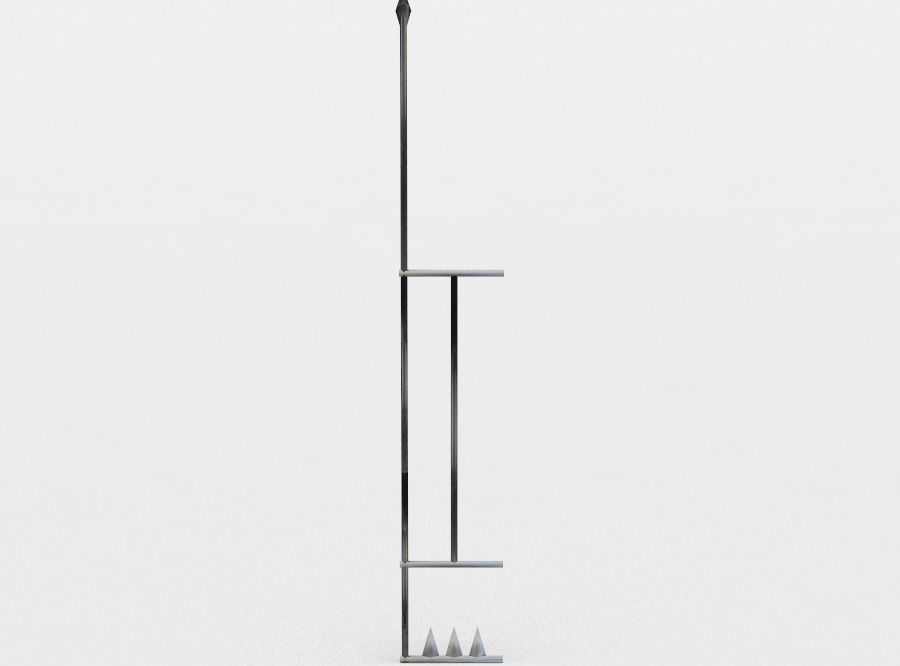 Metal fence end Low-poly 3D model_0