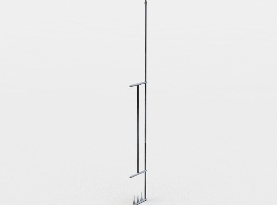 Metal fence end Low-poly 3D model_1