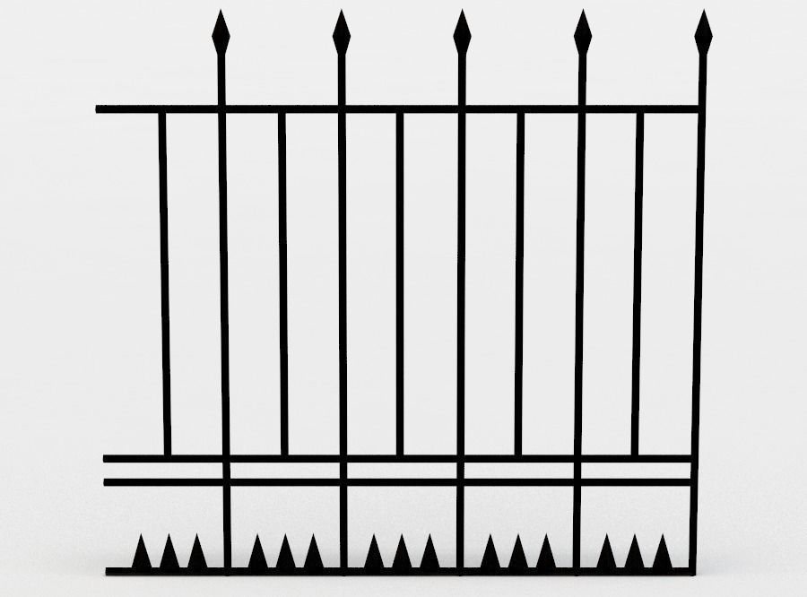 Metal fence Low-poly 3D model_0