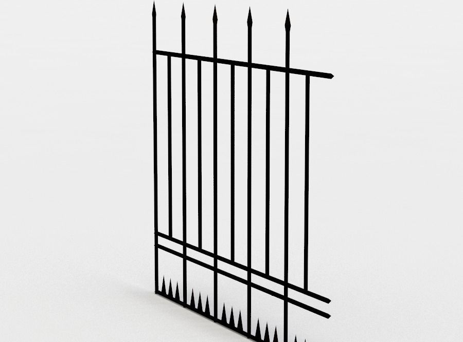 Metal fence Low-poly 3D model_2