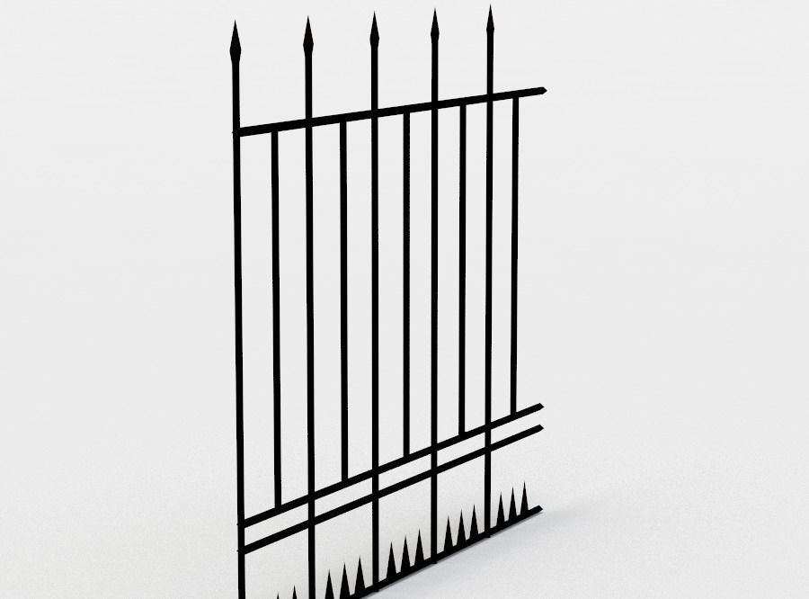 Metal fence Low-poly 3D model_1