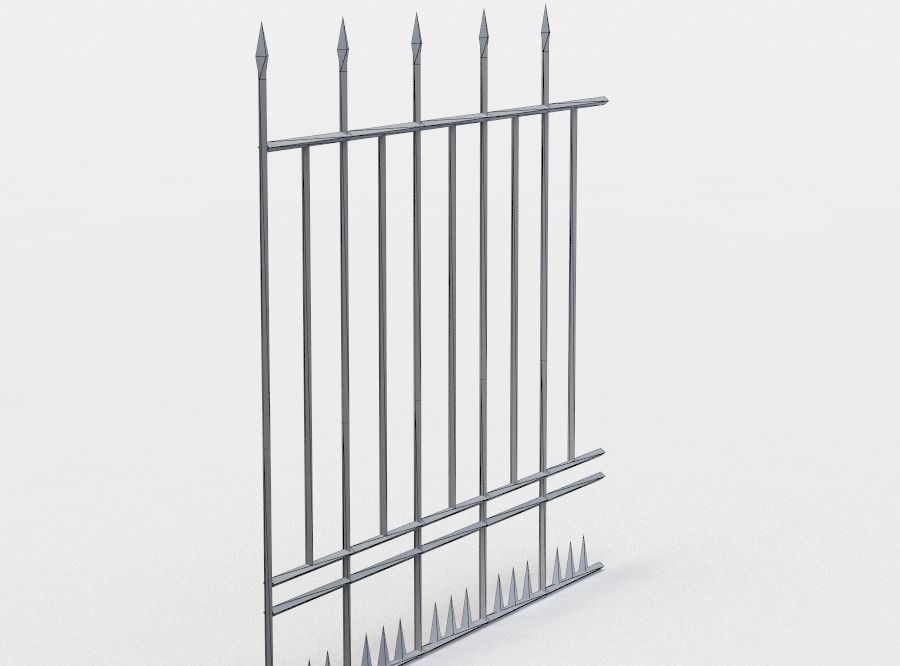 Metal fence Low-poly 3D model_4
