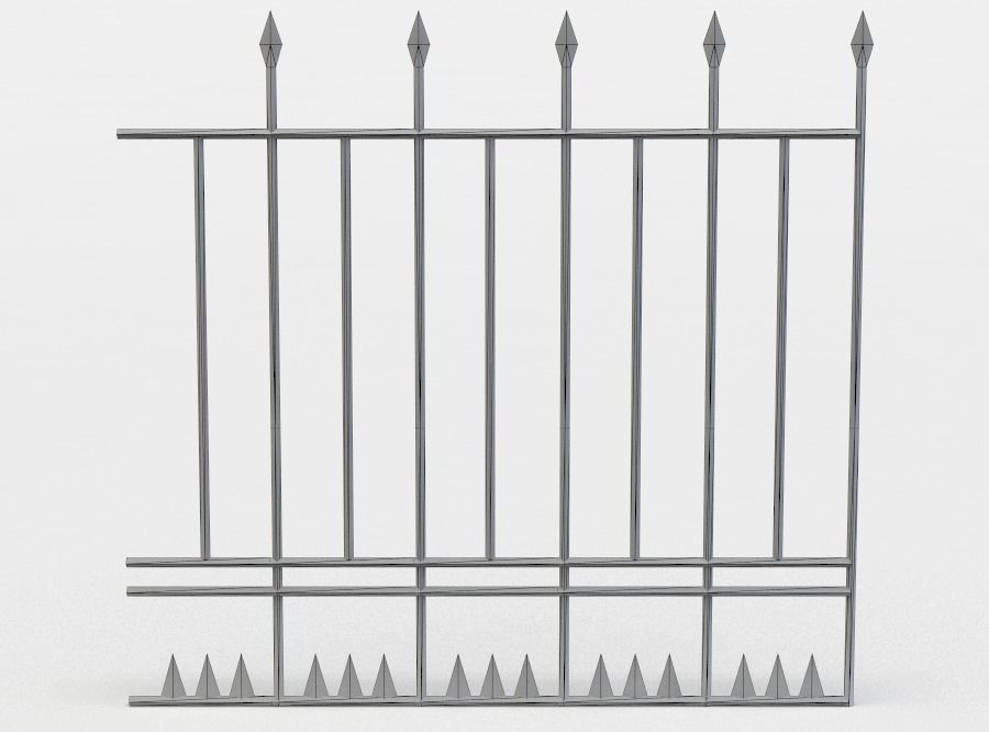 Metal fence Low-poly 3D model_3