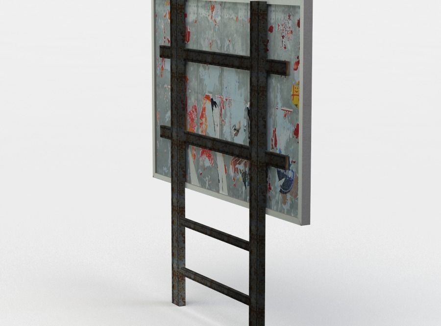 Poster abstract painting on wooden frame Low-poly 3D model_2