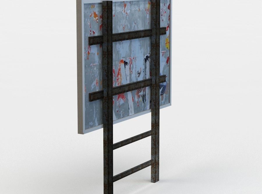 Poster abstract painting on wooden frame Low-poly 3D model_1