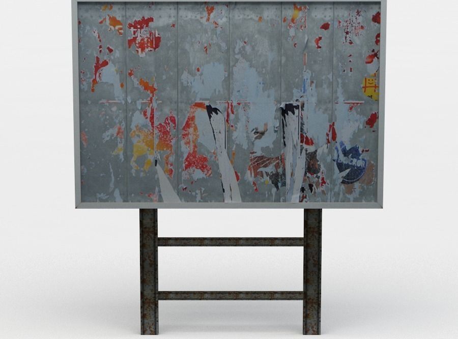 Poster abstract painting on wooden frame Low-poly 3D model_0