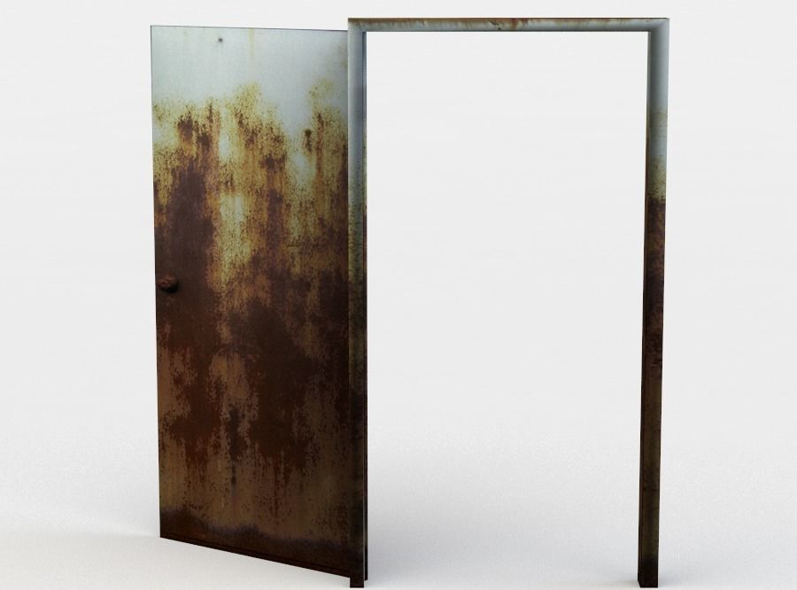 Door rusty - rusty Low-poly 3D model_0