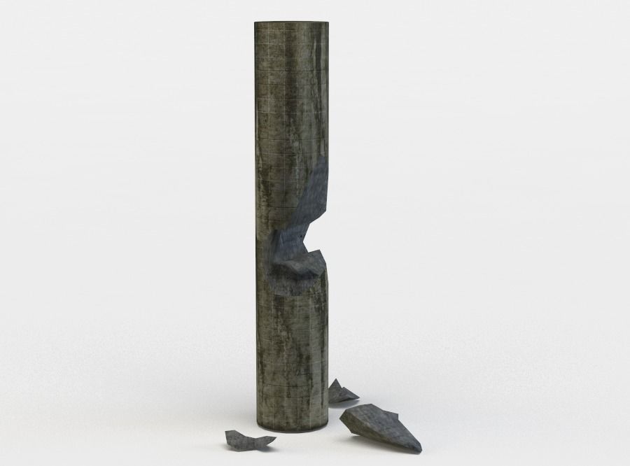 Damaged column Low-poly 3D model_2
