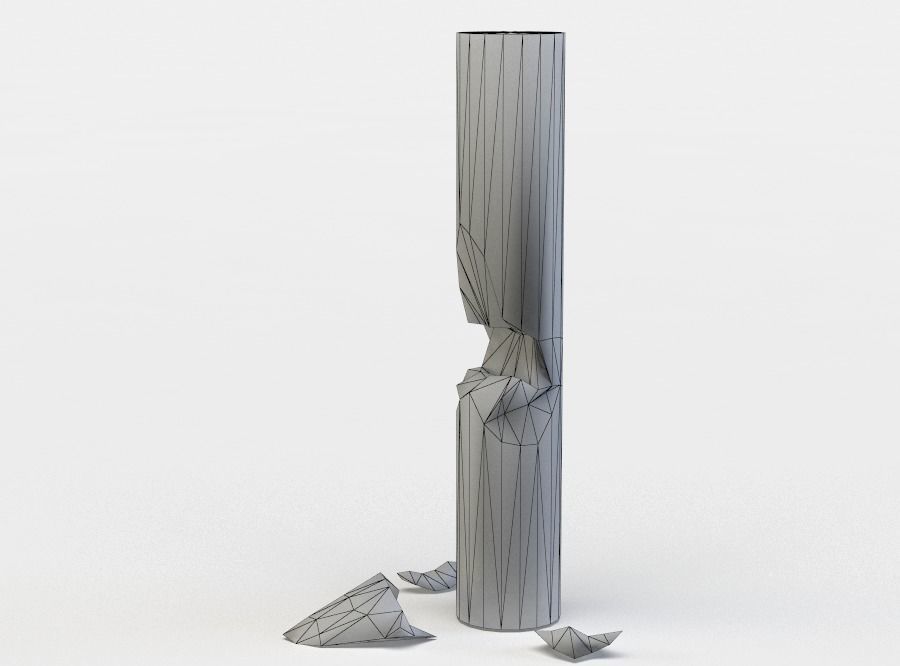 Damaged column Low-poly 3D model_3