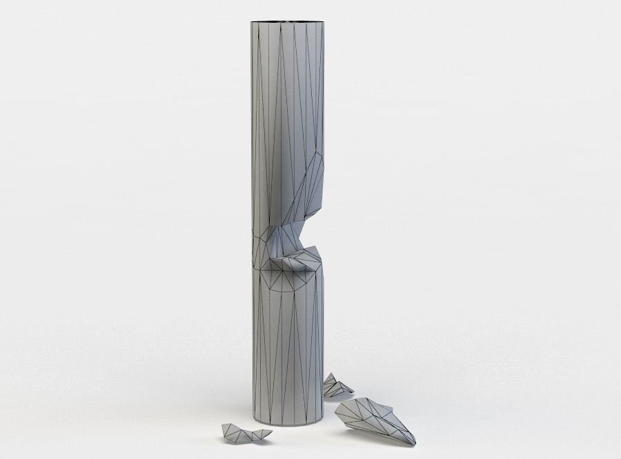 Damaged column Low-poly 3D model_5