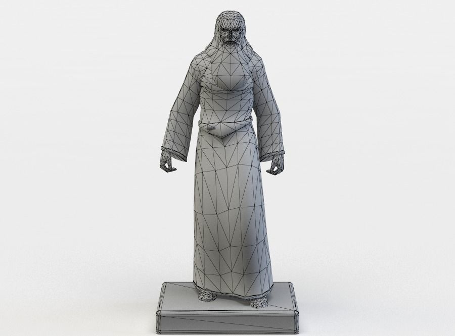 Wizard statue Low-poly 3D model_3