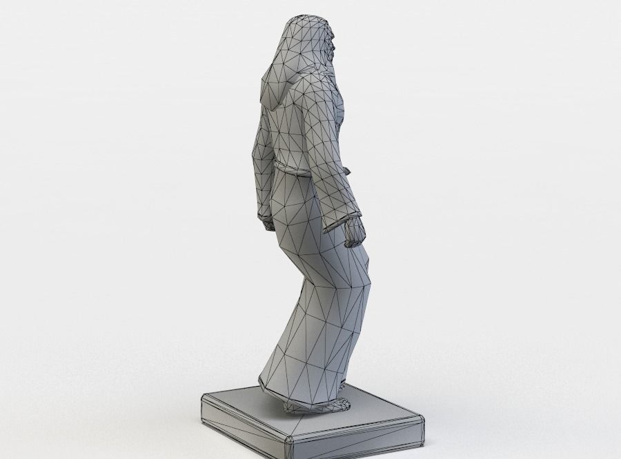 Wizard statue Low-poly 3D model_5