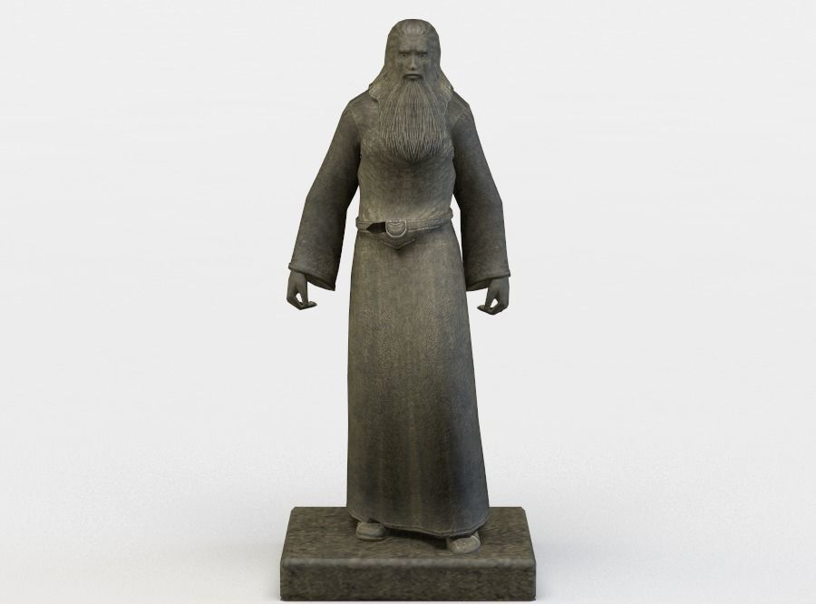 Wizard statue Low-poly 3D model_0