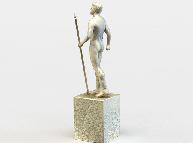 Statue of man holding spear