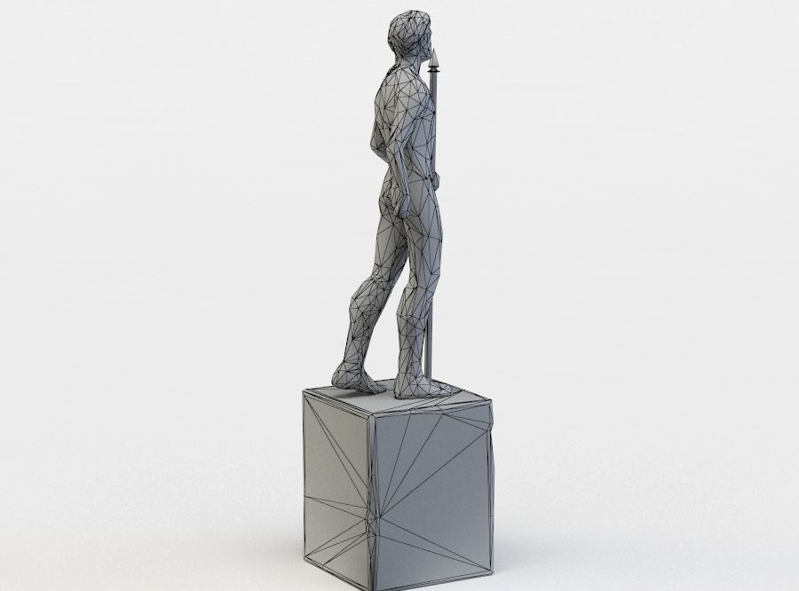 Statue of man holding spear Low-poly 3D model_6
