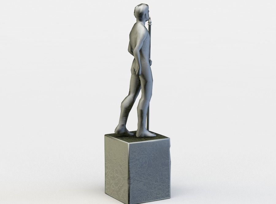 Statue of man holding spear Low-poly 3D model_3