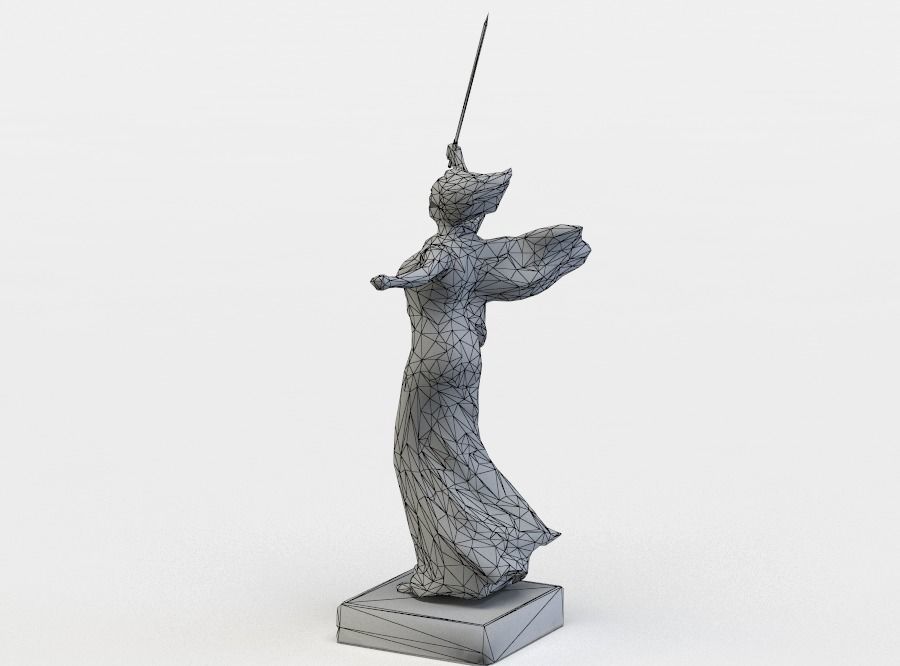 Statue of woman holding sword Low-poly 3D model_5