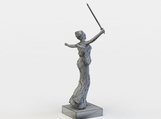 Statue of woman holding sword