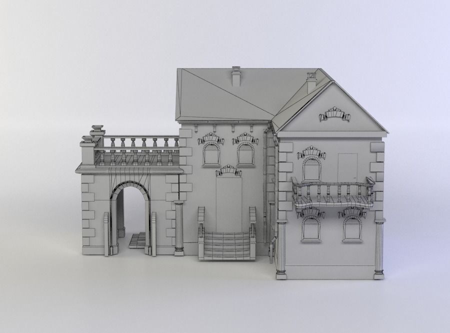 Small house Low-poly 3D model_3