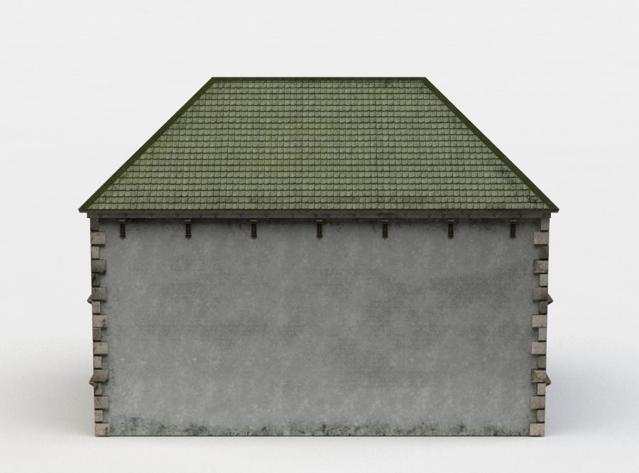 Building stone with roof Low-poly 3D model_0