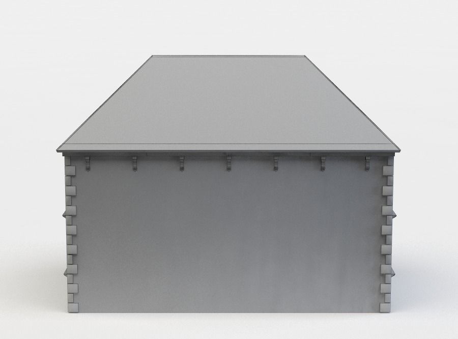 Building stone with roof Low-poly 3D model_3